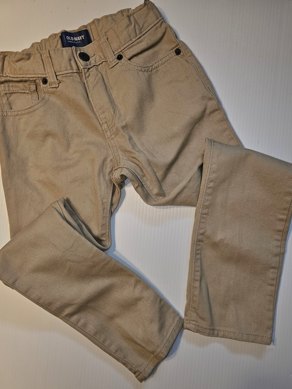 Old Navy Kids Skinny Adjustable Waist Khaki Pants Size 7 Regular Tan